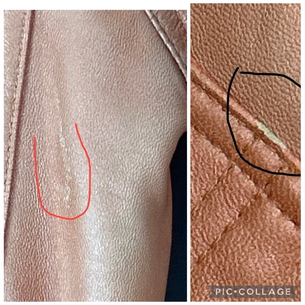 Chicos Leather Jacket Sz 0 Peach Color Button 3/4 Sleeve Round Collar Womens NWT - Picture 8 of 8